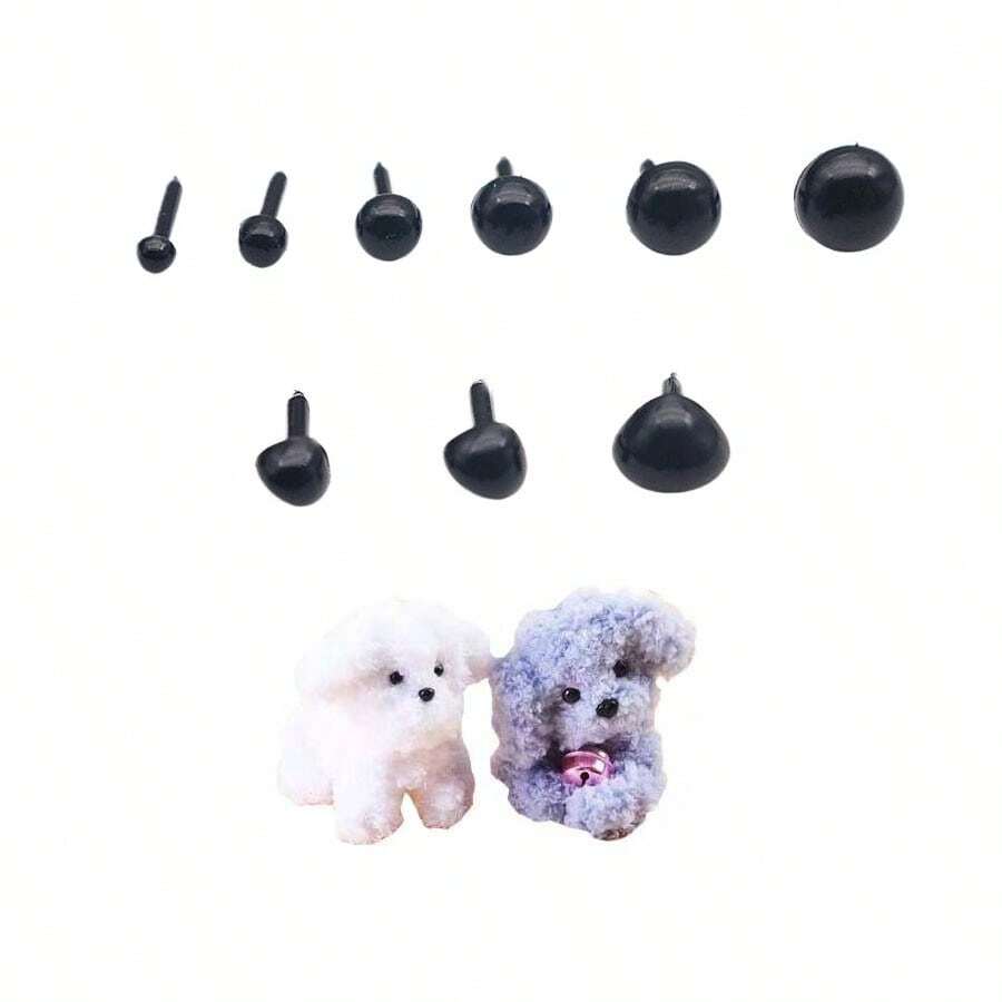 200 件 DIY 黑色塑料眼睛和鼻子玩具针毡填充娃娃眼睛鼻子适用于熊黑眼娃娃配件动物制作工艺品 - 彩色 - 查看 1