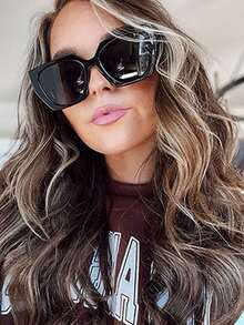 Fashion Square Cat Eye Fashion Glasses For Women Vintage Style Square Black Glasses Feme Beach Shades (With Multifunctional Screwdriver, Glasses Fiber Cloth) Halloween - Multicolor - View 5