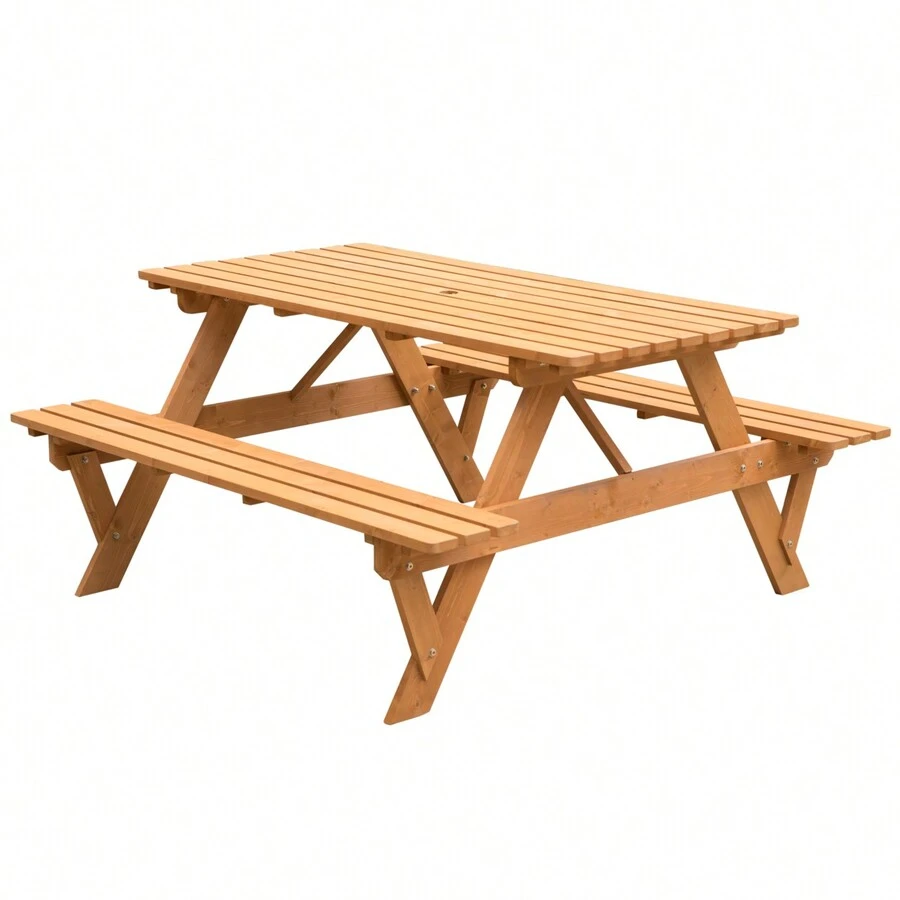 Gardenised AFrame Outdoor Patio Picnic Table Solid Wood 6 Person With