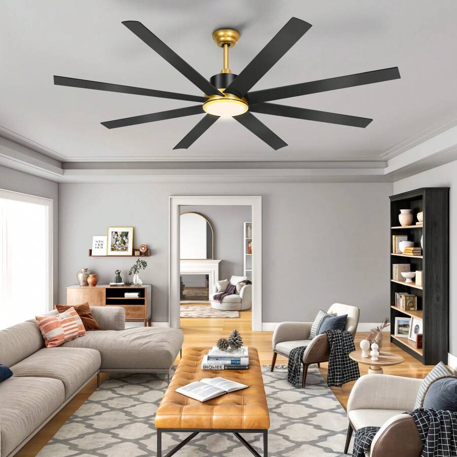72'' Ceiling Fans With Lights & Remote Modern Ceiling Fan With Reversible DC Motor