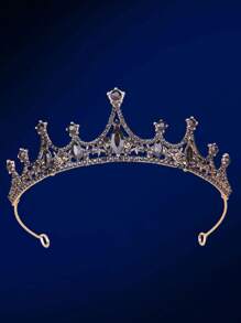 1pc Bridal Wedding Jewelry Rhinestone Tiara Headband Hair Band Hair Hoop - Black - View 1