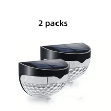 2/4 piezas Iluminación exterior eficiente alimentada por energía solar: Luces solares impermeables para montaje en pared para vallas - Perfectas para valla, cubierta, patio, jardín, garaje y escaleras - Regalo de Halloween, Navidad y Acción de Gracias en color negro - Negro - Ver 6