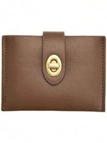 1pc Retro Minimalist And Compact PU Pickup Bag For Women, Black And Brown Student Multi Card Lock Buckle, Coin Wallet, Short Wallet In Hand. For Fall Home Decor - Multicolor - View 5