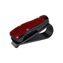1pc Bling Rhinestone Car Sun Visor Clip, Glasses Card Holder, Car Interior Sunglasses Clip