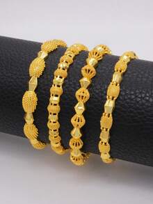 Dubai Luxury 24k Gold Color Bracelets For Women Men Ramadan Bangles&Bracelet African/Arab Wedding Jewelry Gifts