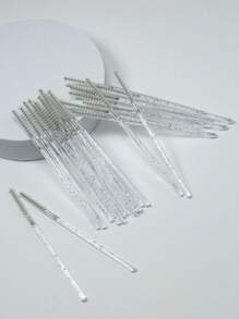 25 pièces Brosse à mascara jetable, brosse à sourcils en cristal, applicateur de mascara, outil d'extension de cils avec tête de brosse étroite et longue, convient pour l'extension de cils
