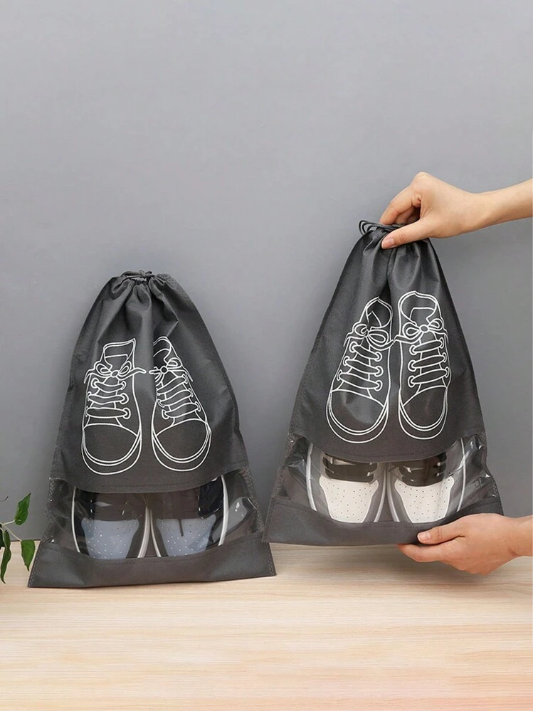 Jicyor 4 sacchetti per scarpe da viaggio, in nylon impermeabile e antipolvere, con cerniera, borsa per scarpe da viaggio, organizer portatile per scarpe, organizer per scarpe da viaggio e casa