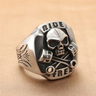 European And American Fashion Skull Titanium Steel Ring, Unisex Stainless Steel Ring