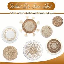 波西米亚风壁篮装饰悬挂式乡村藤条柳条壁篮适用于农舍客厅卧室厨房装饰（以实物为准），家居装饰，房间装饰，墙壁装饰 - 彩色 - 查看 5