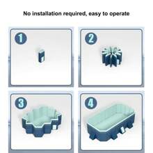 AOTO Extra-Large Family Swimming Pool, Non-Inflatable Foldable Hard Plastic Outdoor Pool For Adults, Children, Infants, Pets - Easy Set Up, Rectangular Design For Backyard, Beach - Blue - View 9