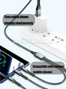 1 cáp dữ liệu dây bện màu đen 5A 66W, thích hợp cho các thương hiệu phổ thông như Huawei/Samsung/VIVO/Xiaomi/OPO/13/14/15, Thích hợp cho điện thoại di động, máy tính bảng và máy tính xách tay. - màu đen - Xem 6