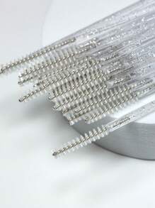 25 pièces Brosse à mascara jetable, brosse à sourcils en cristal, applicateur de mascara, outil d'extension de cils avec tête de brosse étroite et longue, convient pour l'extension de cils