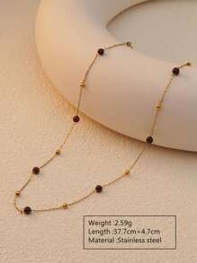 Collar de acero inoxidable de estilo bohemio con cuentas chapadas en oro de 18K, decorado con cuentas de plástico multicolores dispuestas al azar, perfecto para que las mujeres lo usen en vacaciones o como un regalo del Día de la Madre