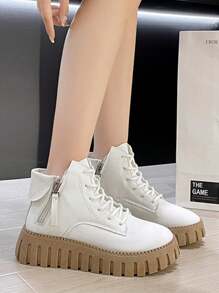 New High-Top Women Shoes, Thick Sole Shoes, Casual White Shoes, Sports Sneakers, Anti-Slip Boots, Versatile Ins Casual Shoes For All Seasons