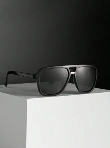 1pc Men's Double Bridge Aviator Metal Frame Fashion Glasses For Driving - A - View 8
