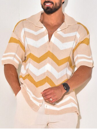 Men's Casual Fashion Knit Short Sleeve Polo Shirt