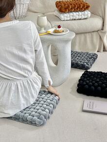 1 件纯色手工编织靠垫、家居装饰、汽车配件、派对地垫、沙发枕头 - 本白 - 查看 1