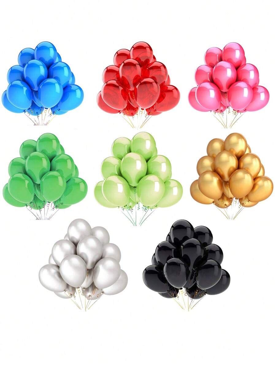 10 piezas de globos de látex brillantes de 12 pulgadas de colores para decoración de fiestas de cumpleaños y bodas, globos inflables coloridos - Multicolor - Ver 1