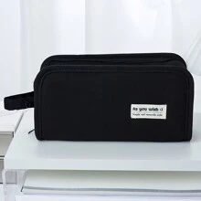 Double-Sided Pencil Bag Pen Case 5 Compartments Multi Pocket Handle Storage Pouch For Stationery School - one-size - View 14