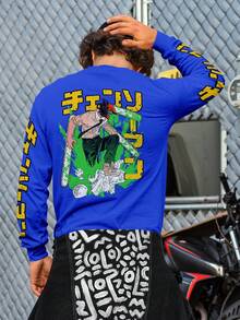 Blouse Sweatshirt Chainsaw Denji  Anime GOLA 1161 Fluxo FX - 寶藍色 - 查看 6