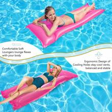 1pc Inflatable Adult Swimming Float Mattress, Simple PVC Inflatable Floating Lounger, Beach Essentials, Beach Accessories, Pool Float - Hot Pink - View 6