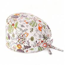 1 pieza Gorra de enfermera de poliéster con impresión digital para mujeres, antibacteriana y a prueba de polvo, apta para personal médico, hospital, limpieza del hogar, etc. - Multicolor - Ver 14