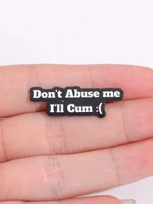 QIHOO 1 件装不要虐待我我会珐琅夹定制悲伤胸针翻转颈徽趣味珠宝礼物送给朋友 - 黑色 - 查看 3