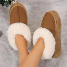Women's Suede Shearling, Warm Snow Boots, Memory Foam Room Slippers - 棕色 - 查看 10