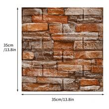 FXLTSBL Wall Panels Self-Adhesive 10 Pieces 3D 35 X 35 Cm Brick Wallpaper Stone Look Wall Sticker Waterproof Wall Wallpaper For Kitchen Bedroom Bathroom Living Room - 咖啡棕 - 查看 2