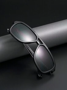 1pc Men's Double Bridge Aviator Metal Frame Fashion Glasses For Driving - A - View 2