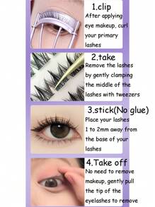 100pcs/Pack Graphic Dog Style Disposable Self-Adhesive False Eyelashes, Fluffy & Natural Look Lash Clusters, Eyelash Clusters, Individual Eyelashes, Lashes, Fake Lashes - C - View 8