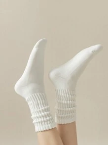 6 pares de calcetines largos para mujer de unicolor/calcetines tipo "slouch", de puño holgado, cómodos y transpirables, aptos para el Día de la Madre, pantuflas, zapatillas deportivas, zapatos de lona, uso diario