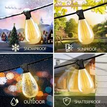 S14 LED Patio Light, 100 Feet Outdoor String Light With 24 Vintage Edison Bulbs, Linked Outdoor String Light For Porch, Backyard Cafe. - 黑色 - 查看 2