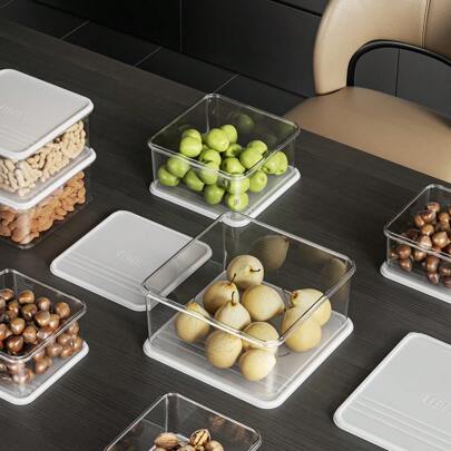 Transparent Plastic Food Storage Box, Refrigerator Container, Food Organizer