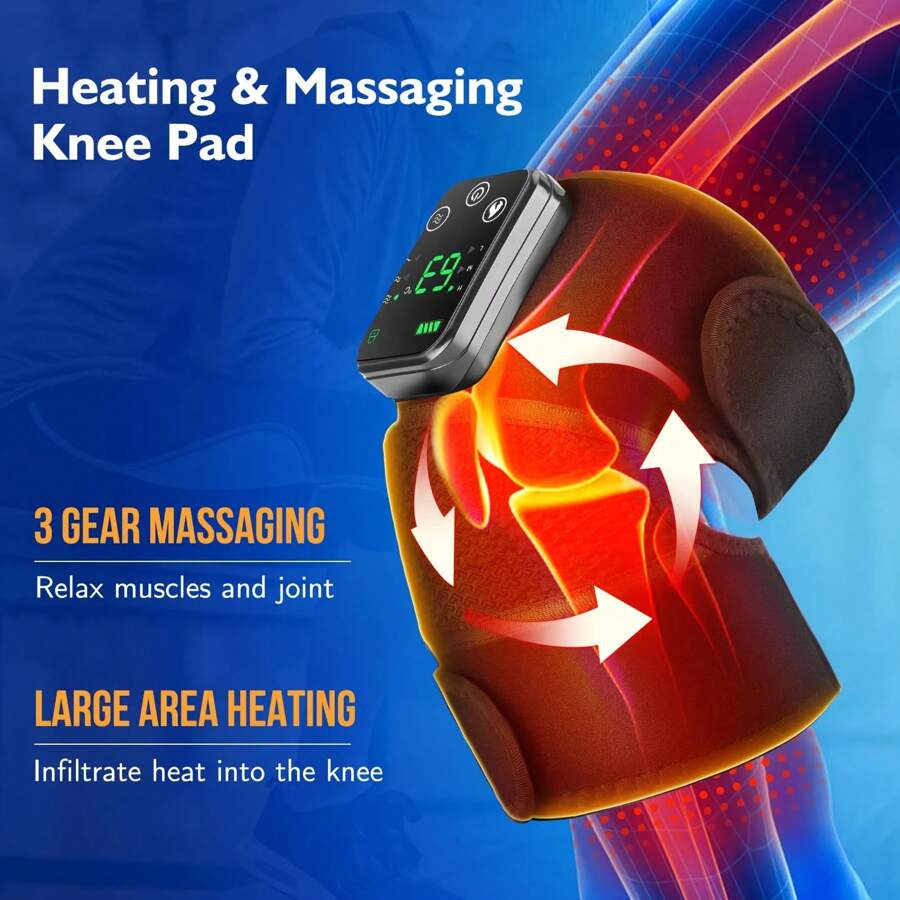 Electric Knee Massager With Heating Pad Vibration Therapy With LED