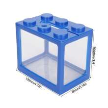 1pc Small Betta Fish Tank,Building Block Shape Stackable Mini Fish Tank Aquarium Tank Kit,Rectangular Fish Bowl With Prespective Hole,Cube Tank For Shrimp Snails(Only Fish Tank)