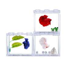 1pc Small Betta Fish Tank,Building Block Shape Stackable Mini Fish Tank Aquarium Tank Kit,Rectangular Fish Bowl With Prespective Hole,Cube Tank For Shrimp Snails(Only Fish Tank)