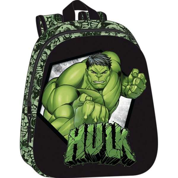 Safta MOCHILA HULK 3D - Mochila com grande espaço de armazenamento - Design ergonômico e confortável - Bolsos multifuncionais - Ideal para viagens e escola