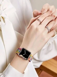 1 件时尚彩虹树脂表带，可调节，防水耐磨，兼容 表带 38/40/41/42/44/45/46/49 毫米，兼容 Series Ultra/SE/11/10/9/8/7/6/5/4/3/2/1，智能表带配件 - 多色(無手錶) - 查看 6