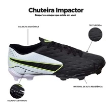 Campo Impactor Football Boots Adult Youth Lawn Sewn Lock Football New + Shin Guard Socks - Black and White - View 5