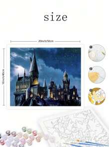 1 set 40*50cm Kit de pintura digital al óleo con temática de castillo acantilado, set de pintura artística para decoración de pared de dormitorio y regalo de arte