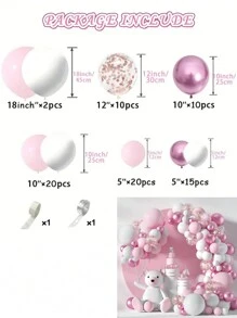 116 件/套粉色、白色、金属浅粉色、玫瑰金闪亮乳胶气球套件，适用于生日派对、婚礼、迎婴派对、性别揭晓、周年纪念、订婚、可爱舒适的装饰、主题派对用品 - 粉色 - 查看 2