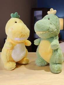 1 pieza Muñeco de peluche de dinosaurio con diente grande y dibujo animado de color aleatorio para mascota - Multicolor - Ver 1