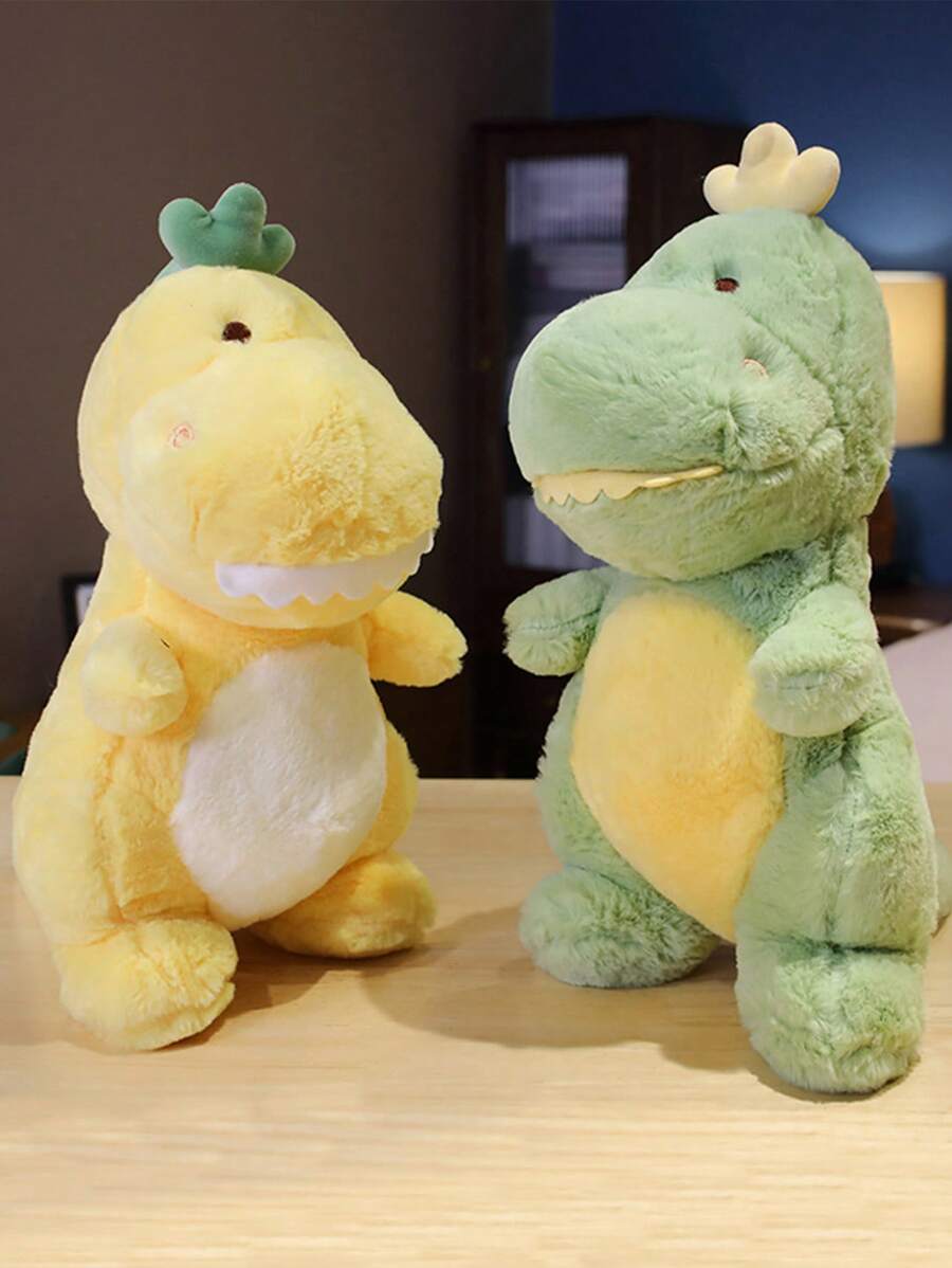 1 pieza Muñeco de peluche de dinosaurio con diente grande y dibujo animado de color aleatorio para mascota - Multicolor - Ver 1