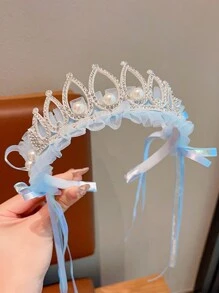 1 pezzo Copricapo a corona con fiocchi di neve blu per ragazze, accessorio per capelli da principessa di Frozen