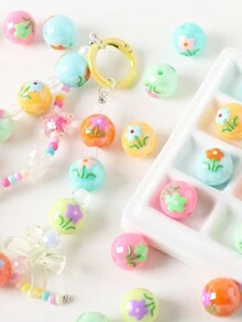 Hand-Painted Beads, Flower Series Round Beads, Acrylic Creative Beads, Variety Of Elegant And Cute Colors Suitable For Festivals, Gifts, Matching Accessories, And Daily DIY - Hand Painted Flower Beads - View 3