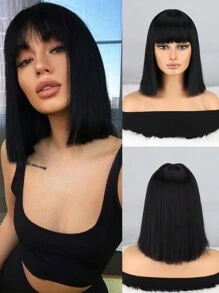 12-Inch Short Straight Wig With Bangs, Suitable For Daily, Festivals And Party Wear - Multicolor - View 14