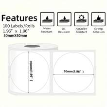 Nhãn dán hình tròn 3 cuộn 50mm/1.96" cho máy in Phomemo-Đa năng cho doanh nghiệp, nhà bếp, văn phòng, học tập, Nhãn tròn dính 1.18", Nhãn dán hình tròn 4 cuộn 30mm/1.18" Tương thích M110/M120/M220/M200 Giấy, Nhãn Tròn Màu Đen Trên Trắng Để Sử Dụng Đa Mục Đích - trắng - Xem 4