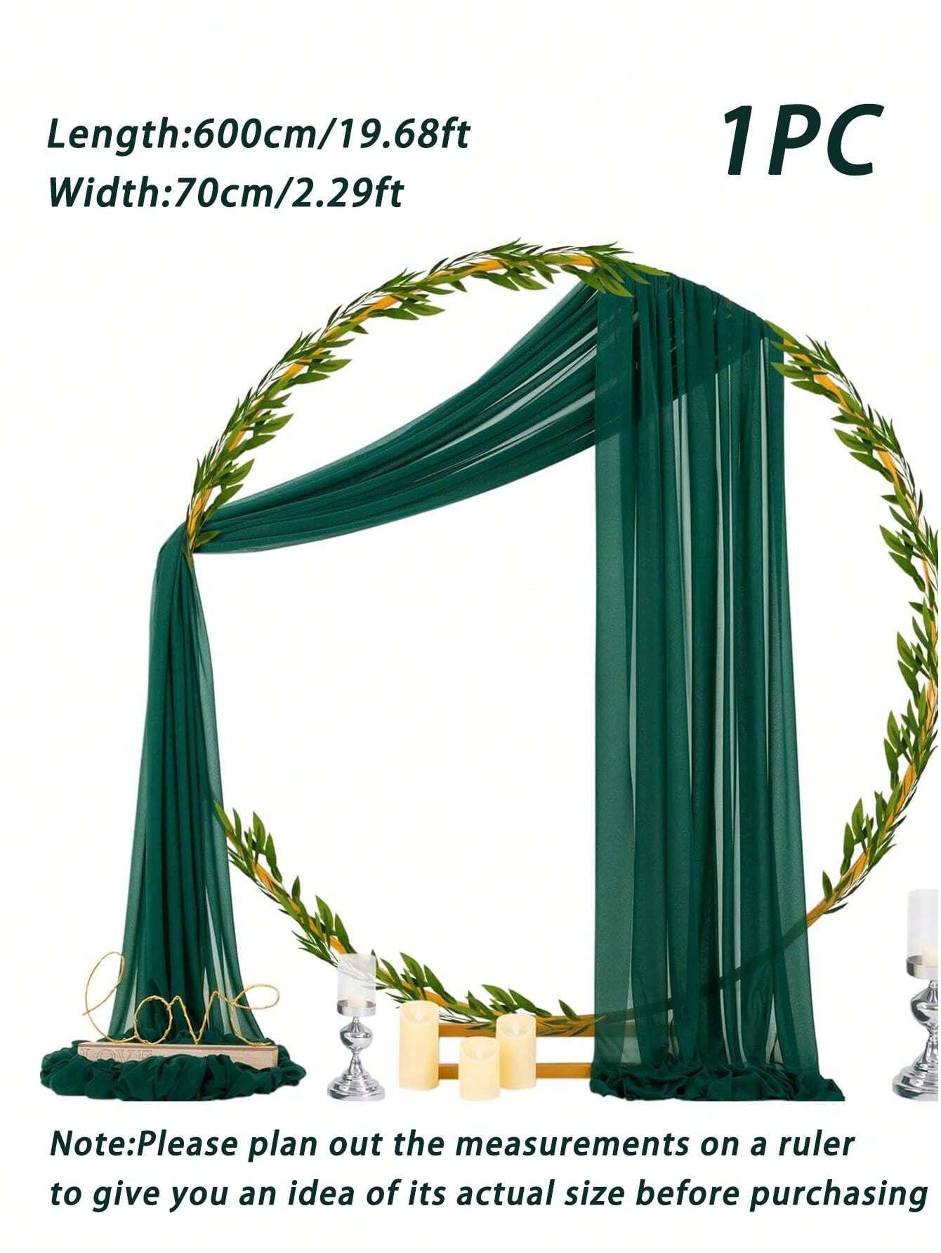1pc 70*600cm Emerald Green/Grass Green Chiffon Outdoor Window Curtain