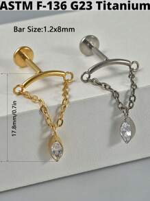 1PC Cubic Zirconia Dangle G23 Solid Titanium Cartilage Earrings Stud 16G Internally Threaded Chain Cz Flower Helix Ear Tragus Piercing Jewelry